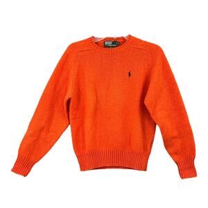Polo Ralph Lauren Men's Size Medium Knit Sweater Orange Long Sleeve Crew Neck